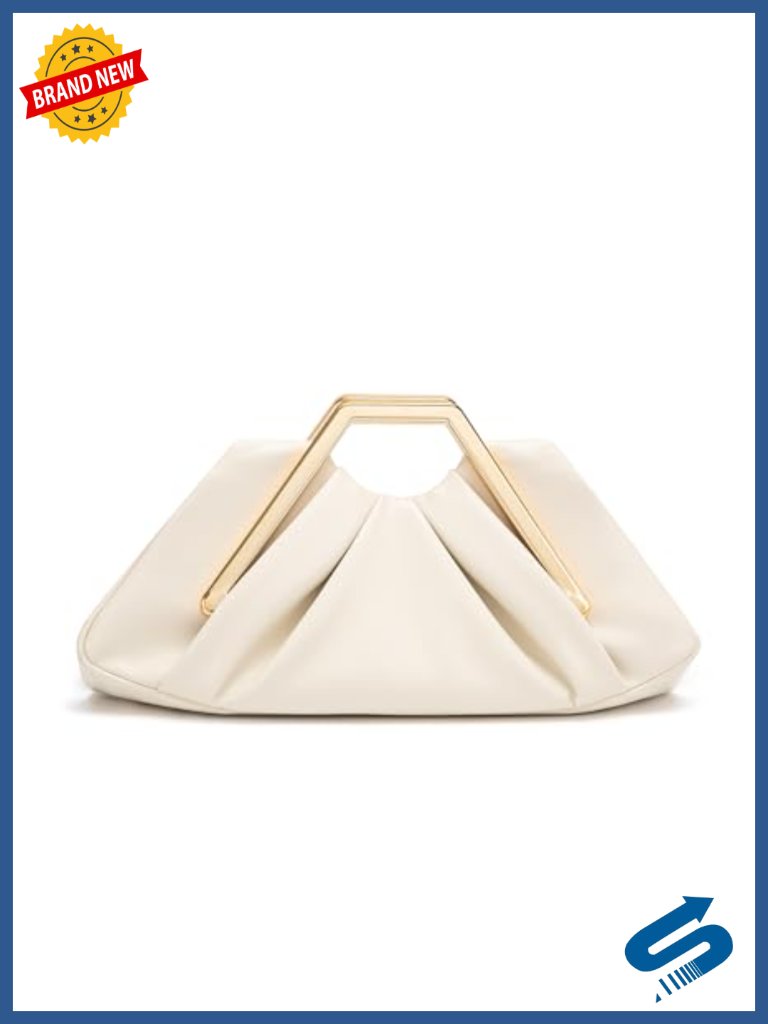 Elegant Ruched Clutch Purse With Magnetic Snap Closure, Soft Dumpling Evening